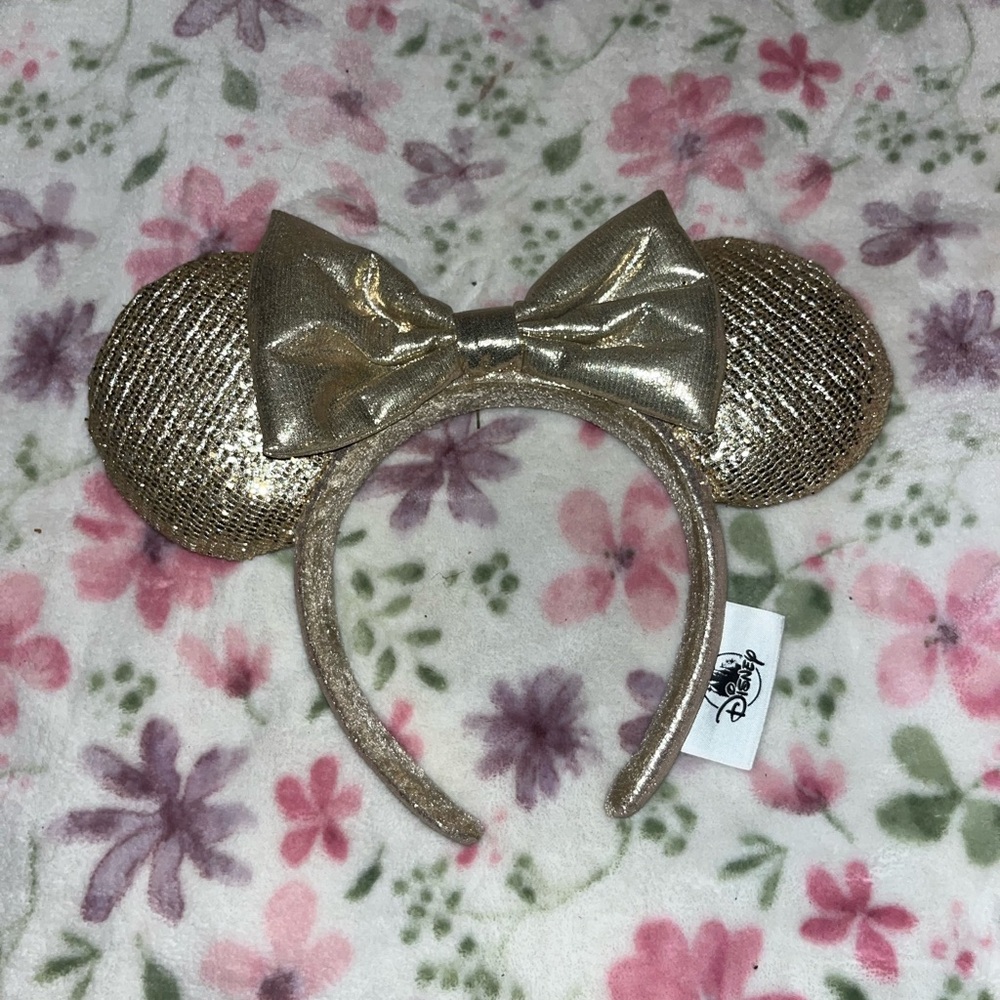 Gold Glittery Mouse Ears Headband